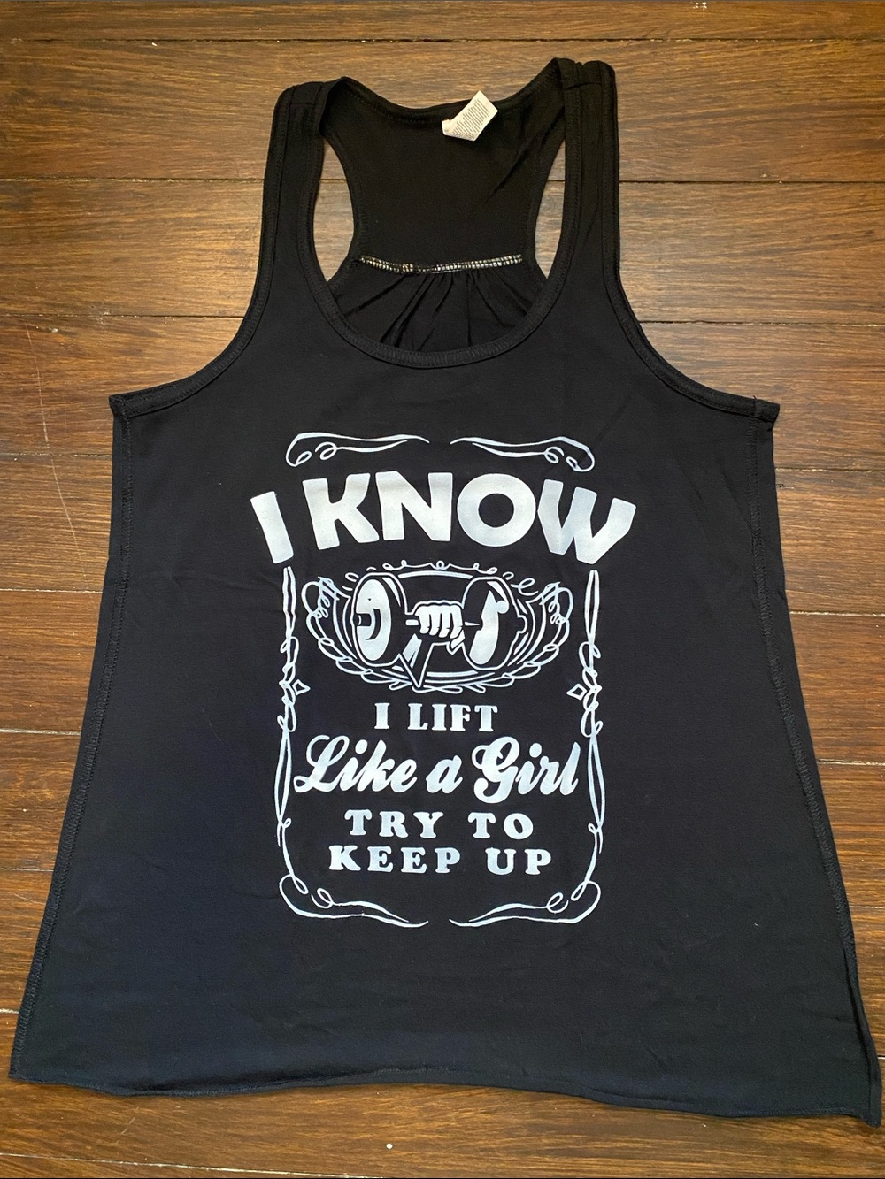 Bella Canvas Black Women's Racerback Tank with White Motivational Graphic Small